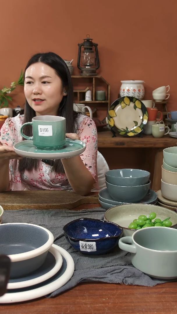 碗D166 陶瓷杯盘套装 2只  微瑕