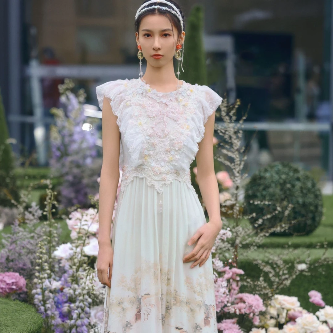 【千颂妮专享】Marie Elie【希腊女神】秀款钉珠连衣裙EAF11M19261D