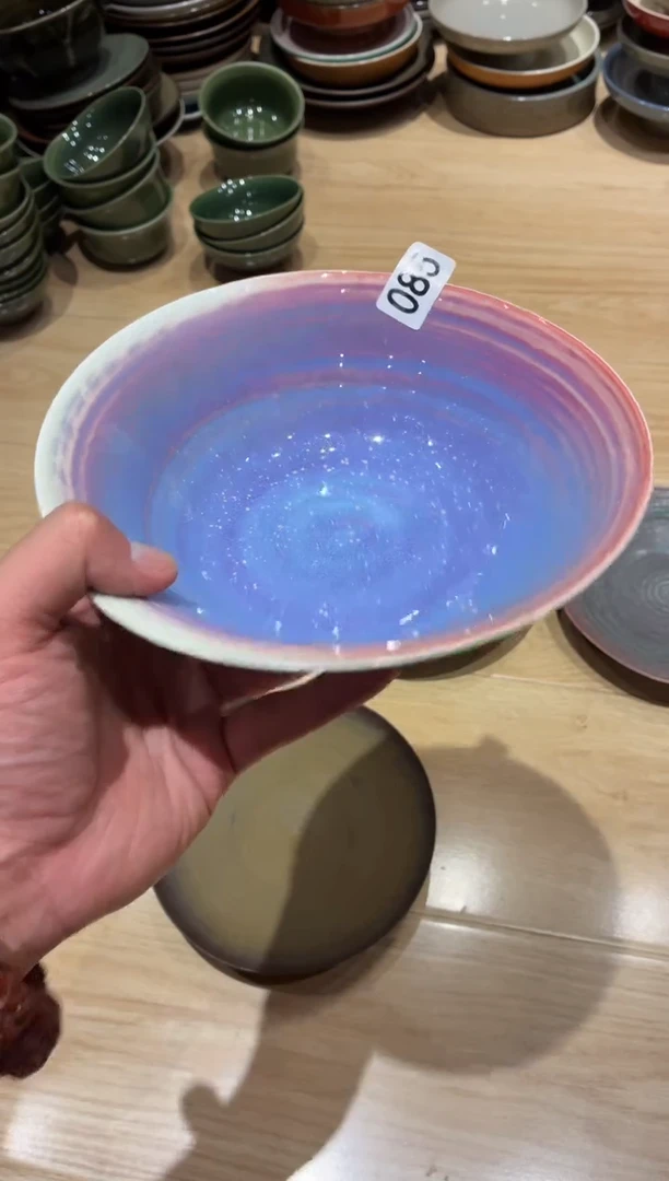 瓷片卿*久85微瑕苏打柴烧盘1个