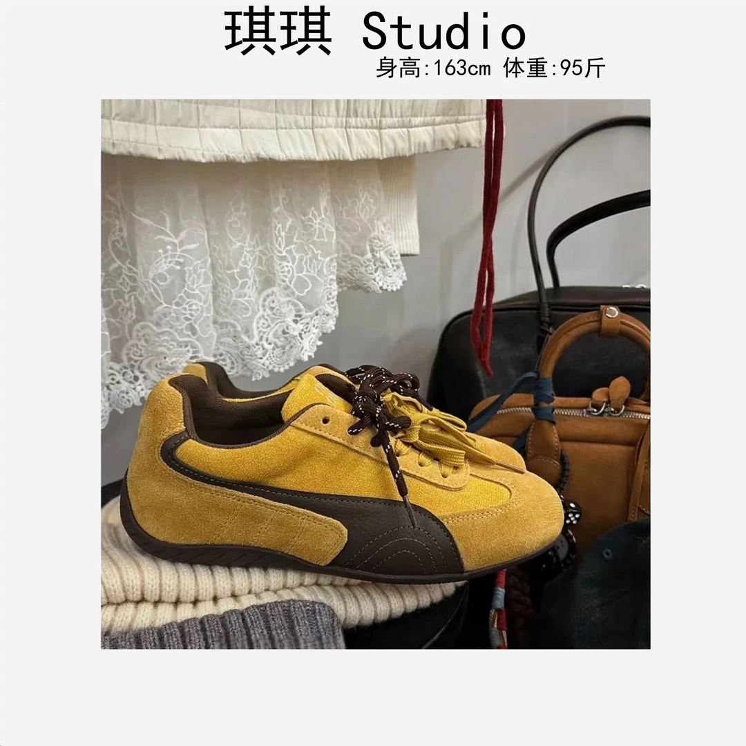 春季新款潮流气质时尚侧边拼色迷彩双系带阿甘舒适减龄休闲鞋-D