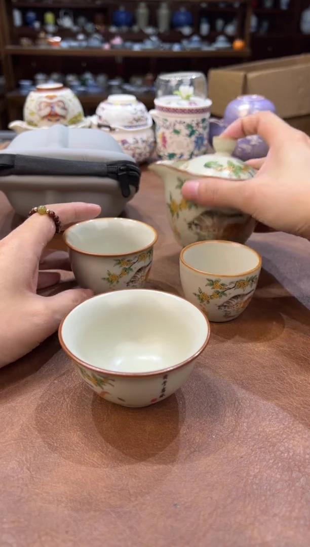 真的很便宜超好看会开片的旅行茶具