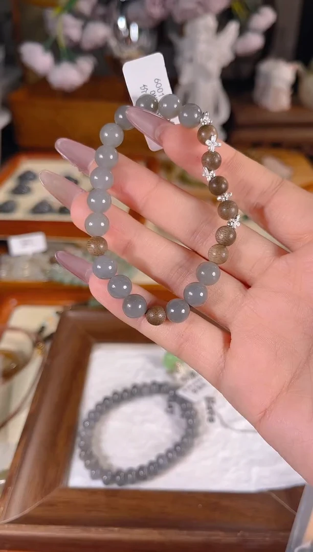 银S925镶嵌手链和田玉多样性发其一孤品默认微瑕