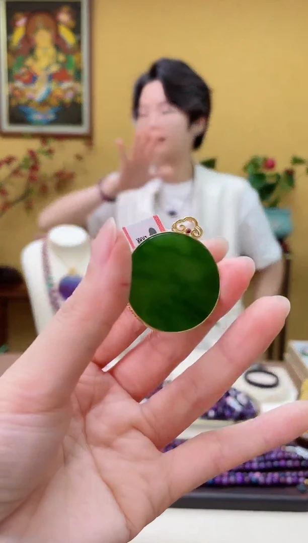 和田玉18K金镶嵌颈饰49@@ZY41007003
