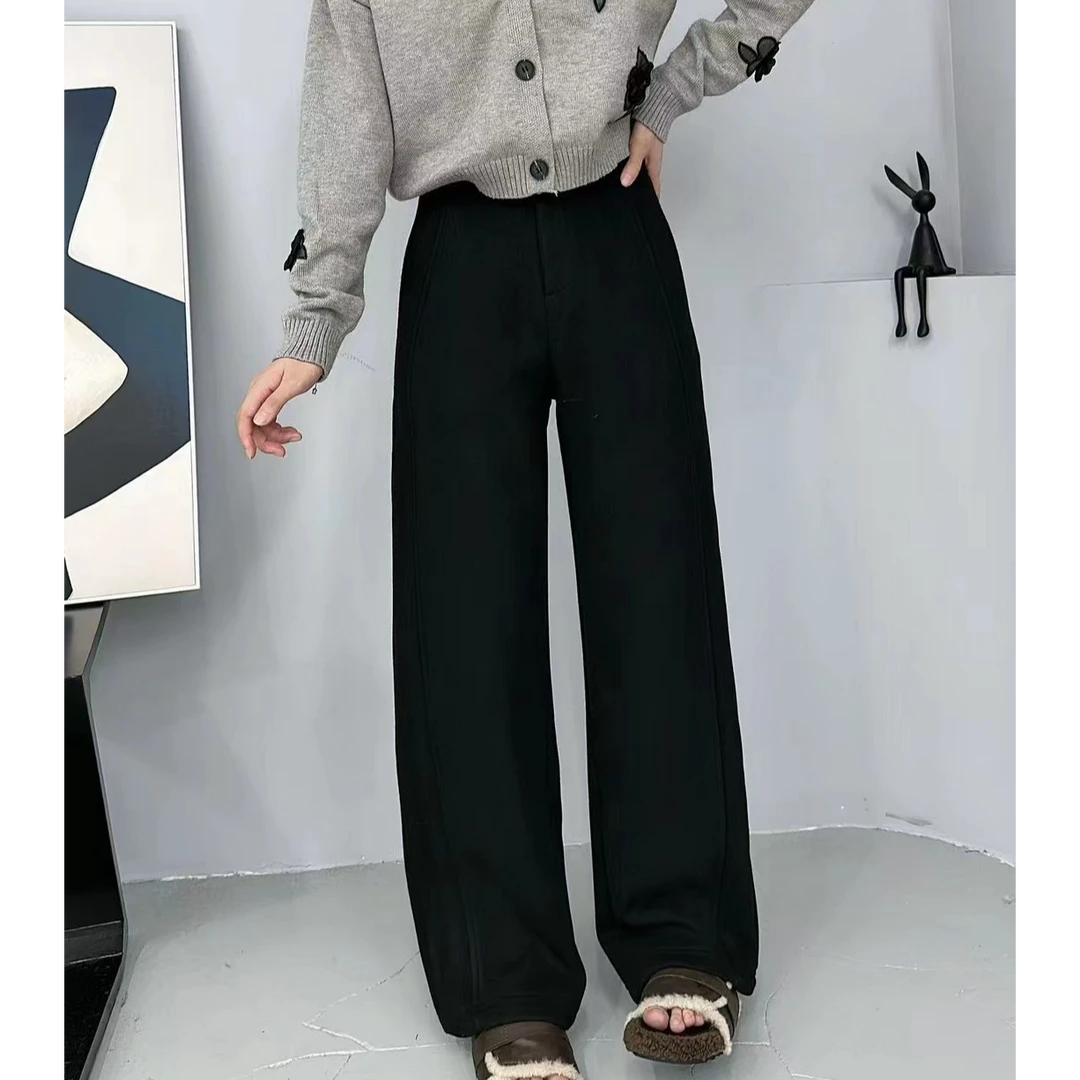 K581黑醋酸加绒休闲梧桐裤5879