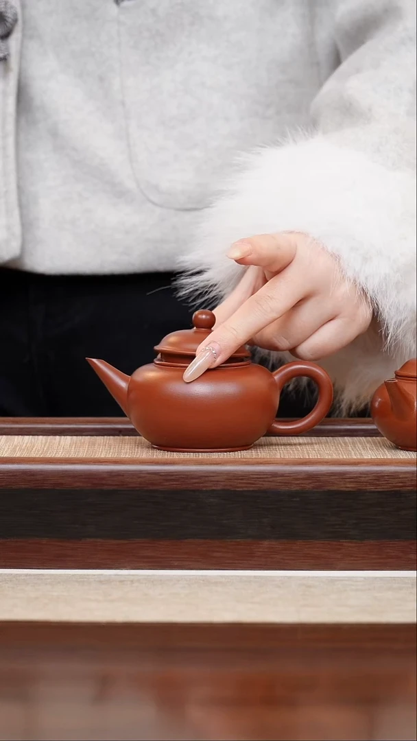 朱泥水平140cc宜兴手工紫砂壶