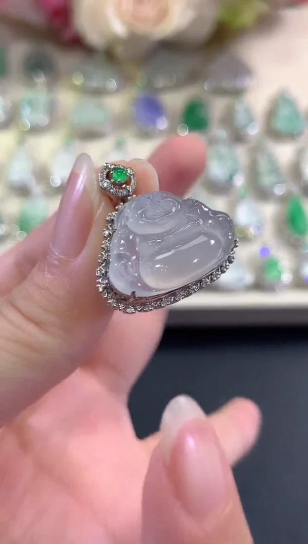 吊坠(不含链)18K金镶嵌翡翠b36