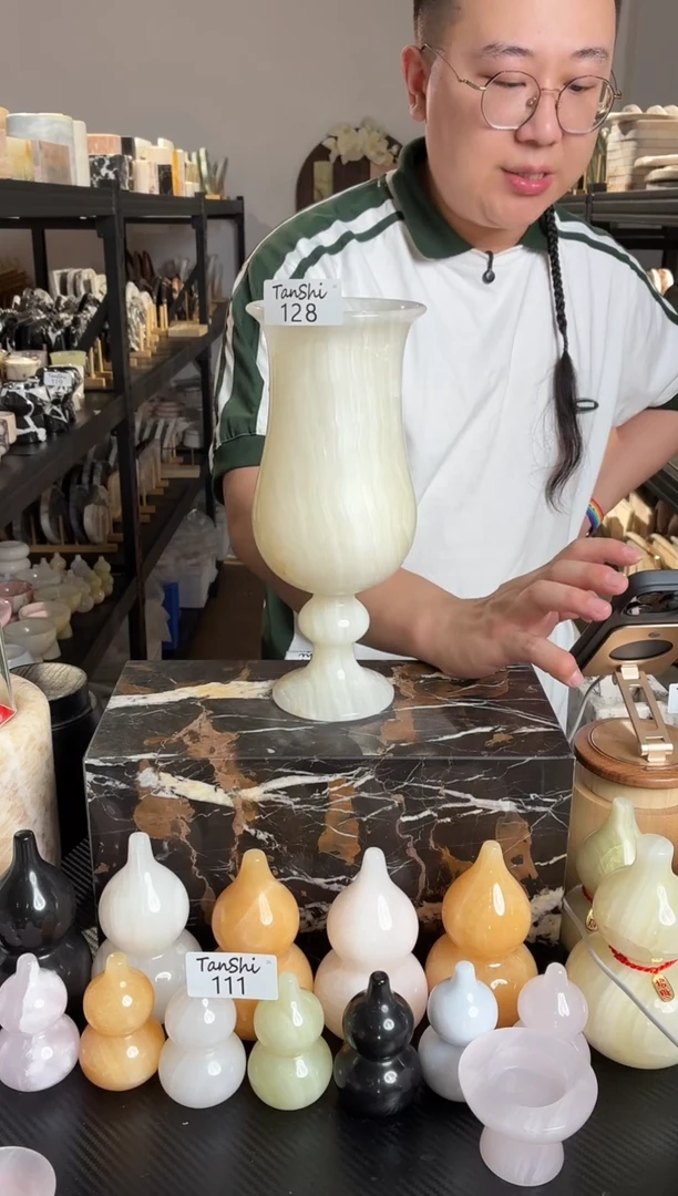石材128白玉郁金香花瓶
