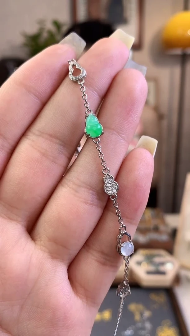 翡翠银S925镶嵌吊坠(不含链)手链