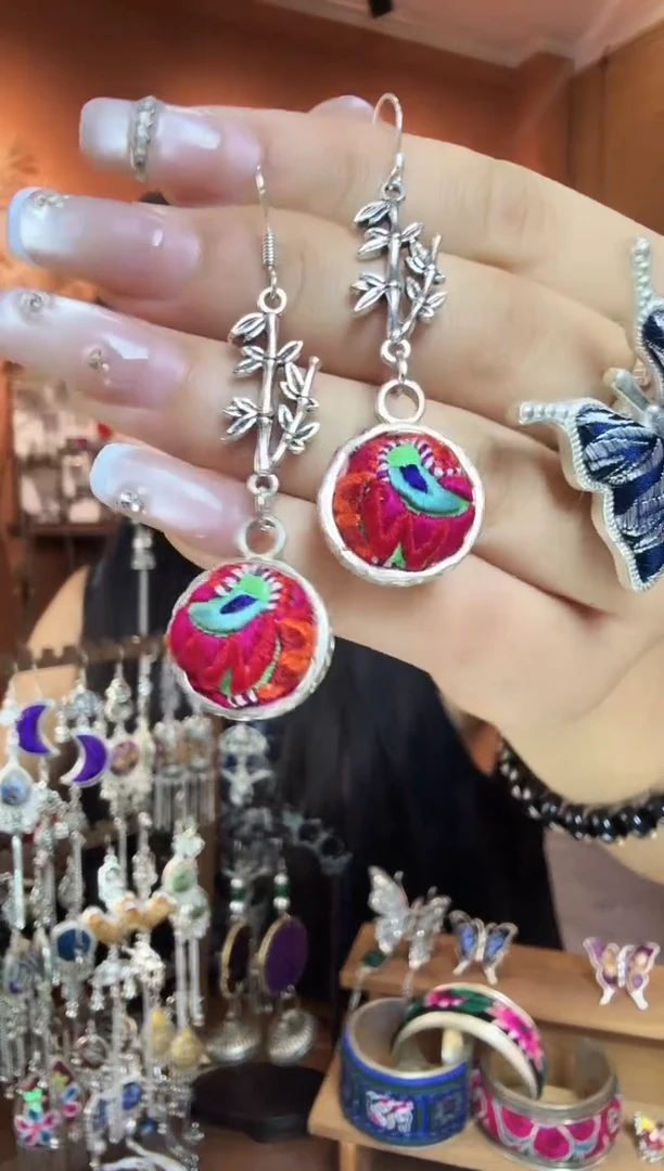 刺绣纯手工民族风耳环