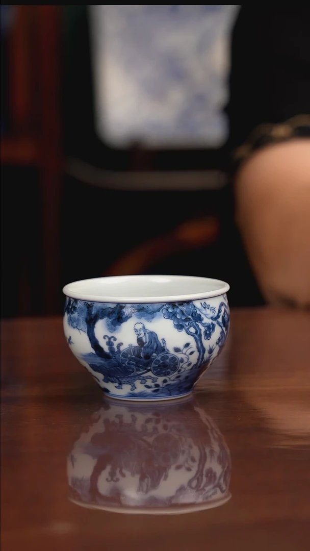 晓竹窑青花鬼谷子下山