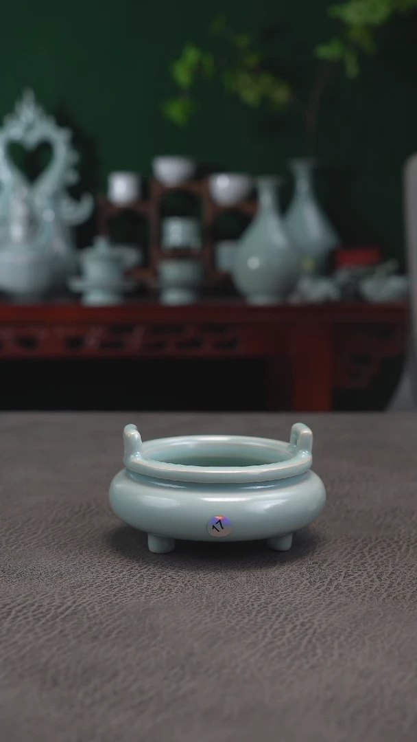17号天青扁炉微瑕无纹~帆