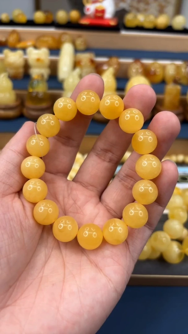 手串蜜蜡未镶嵌 p58精品鸡油黄蜜蜡单圈 13mm 20.52克