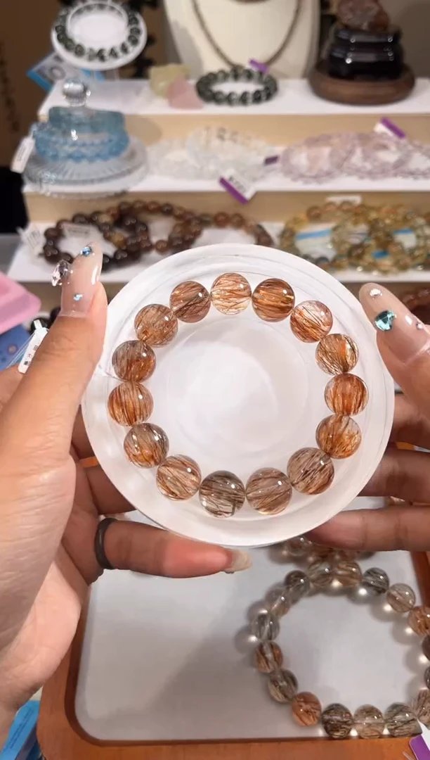 水晶手串未镶嵌歪黑金超七14+