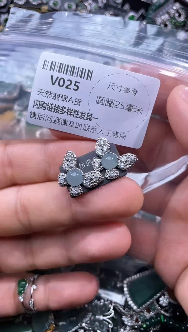 【闪购商品】翡翠颈饰未镶嵌V025耳钉