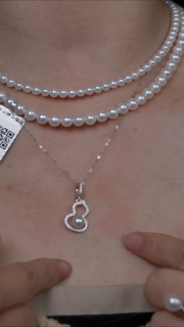 颈饰银S925镶嵌海水珍珠海水akoya吊坠 葫芦海水珍珠