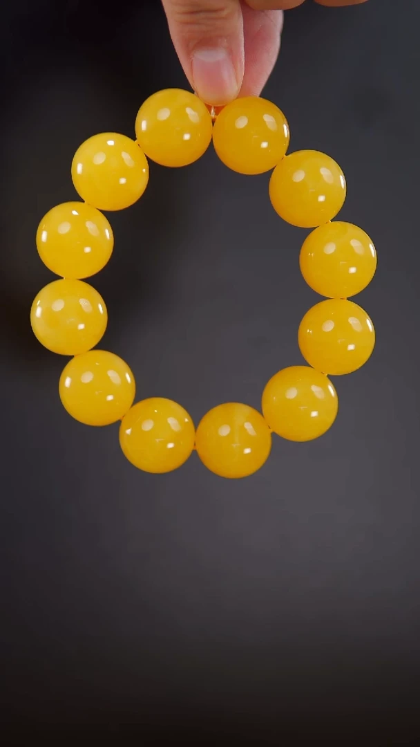 未镶嵌蜜蜡裸石20mm焦皮同料圆珠手串56.4