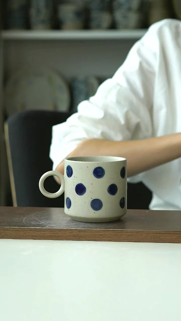 粗陶手作蓝宝石280ml咖啡杯@4-2@