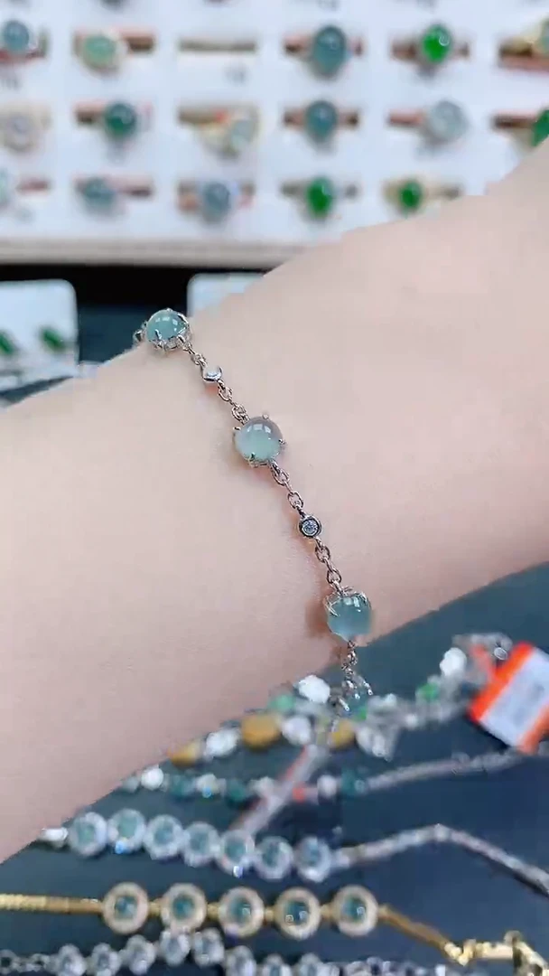 银S925镶嵌手链翡翠天然翡翠