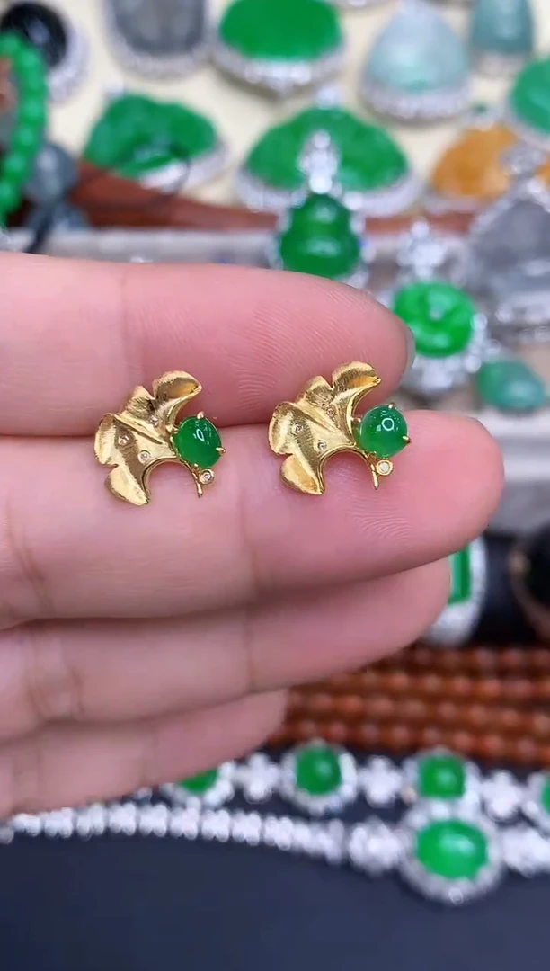18K金镶嵌翡翠耳饰282-中国好珍宝