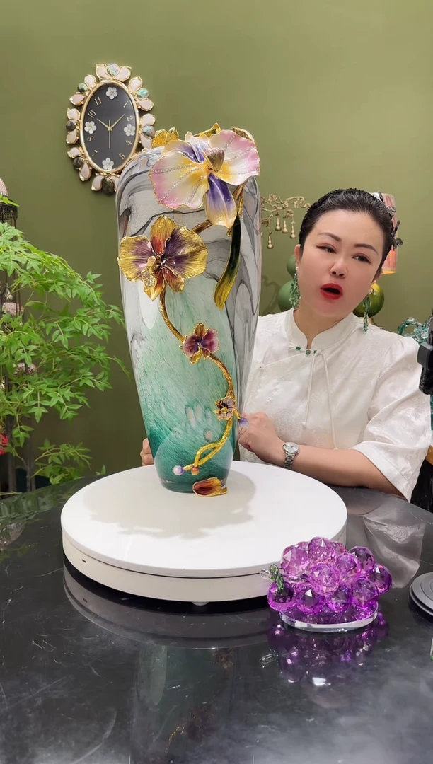 琉璃合金珐琅彩 落地花瓶