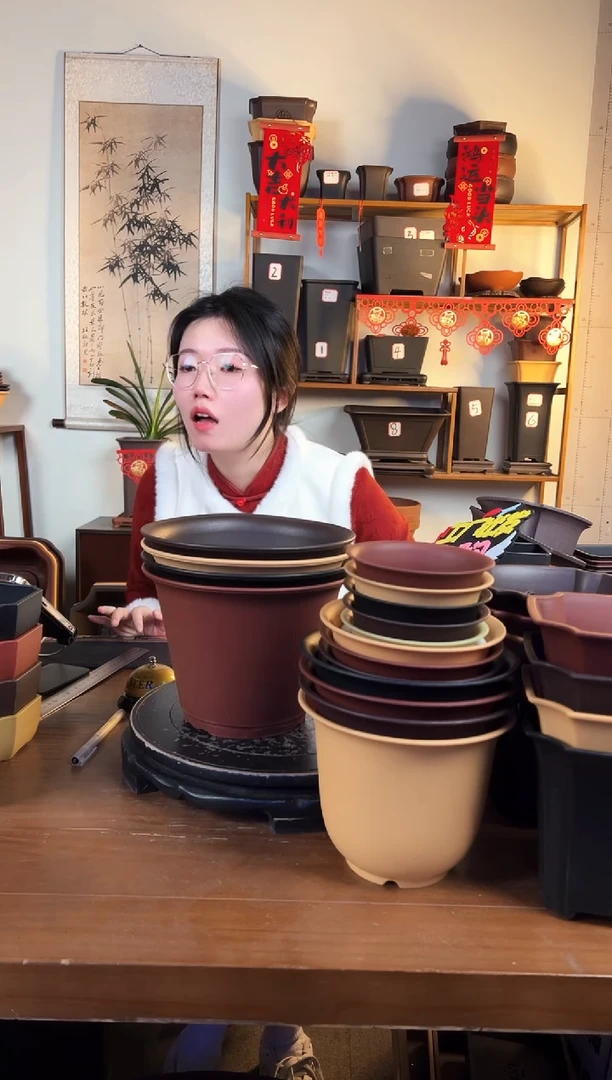 【闪购商品】树脂3只装紫檀色22*16高斜圆盆