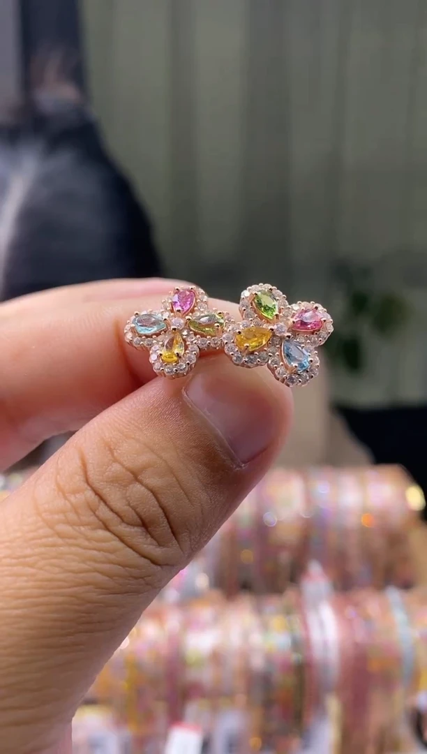 【闪购商品】碧玺耳钉银S925镶嵌1616665