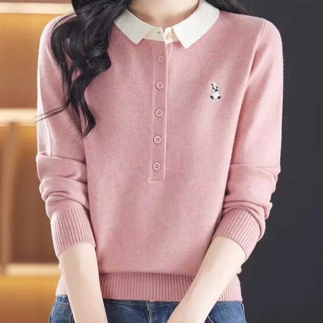 166【粉-小兔半开衫】休闲时尚洋气针织衫