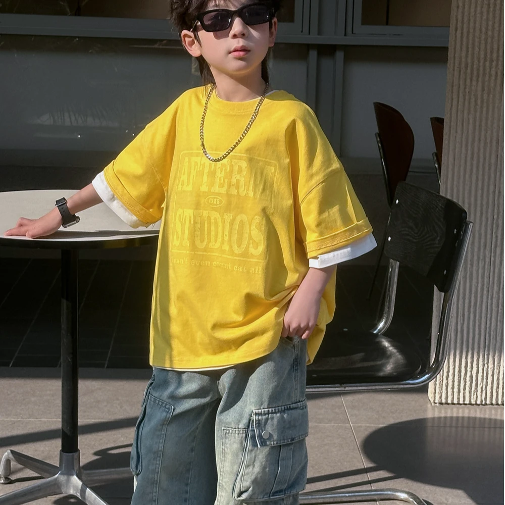 麦哟哟男童夏季短袖休闲半袖潮流帅气韩版印花宽松洋气潮酷时尚