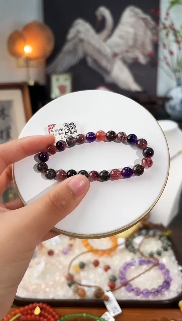 未镶嵌手串水晶MJJXL4399黑加仑超七高透约8多样性发一