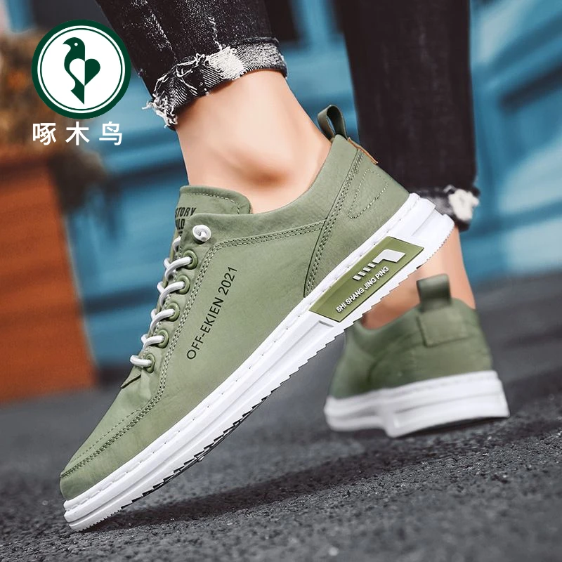 【啄木鸟】帆布鞋男鞋透气冰丝布鞋夏季潮流百搭男士一脚蹬低帮鞋子
