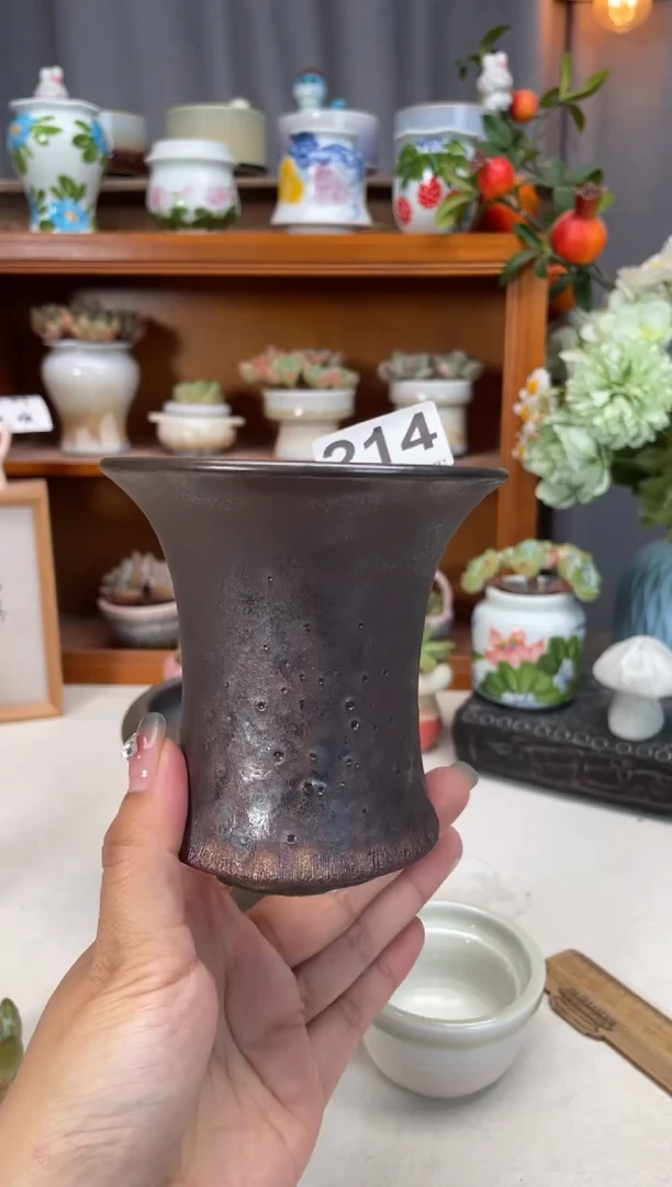 瓷片J**T214微瑕知木小芳花盆编号