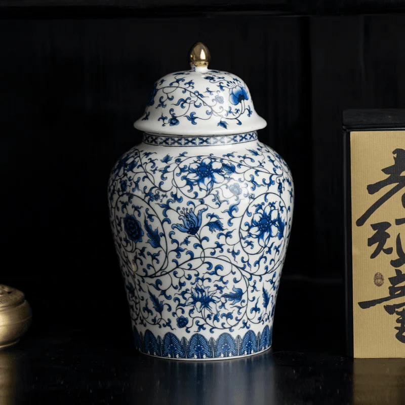 【现货】缠枝莲将军茶叶罐G1686