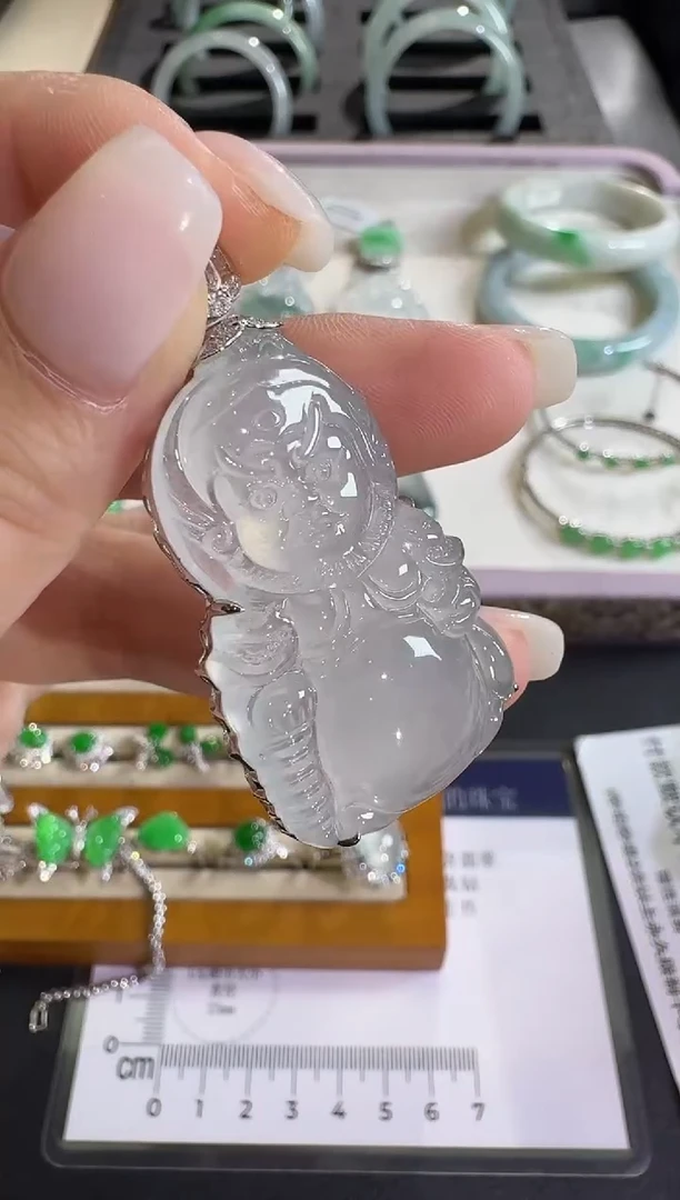 吊坠(不含链)18K金镶嵌翡翠【源头工厂】钻石镶嵌