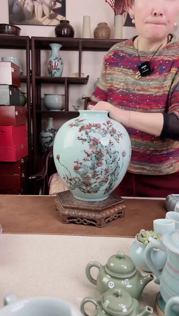 【闪购商品】杯釉中彩 梅花画 如意罐B