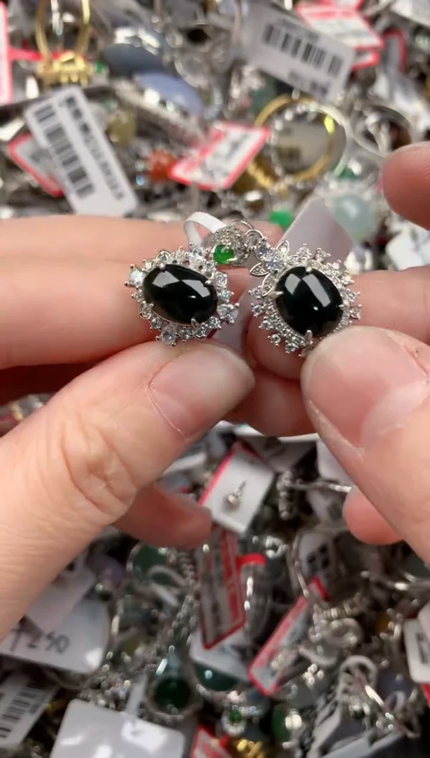 银S925镶嵌戒指翡翠15-15-15    3