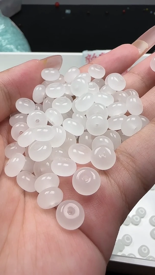 未镶嵌和田玉珠宝半成品白玉算盘珠N451卡5*8mm散珠20颗
