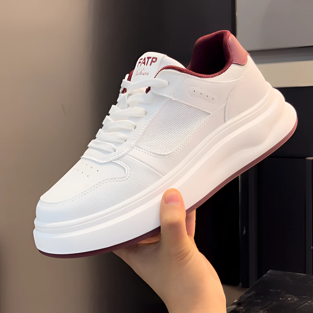 FATP斐达普夏季男鞋百搭软底增高板鞋透气运动鞋时尚网面小白鞋男