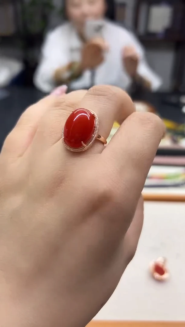 14K金镶嵌戒指翡翠DIY款J119