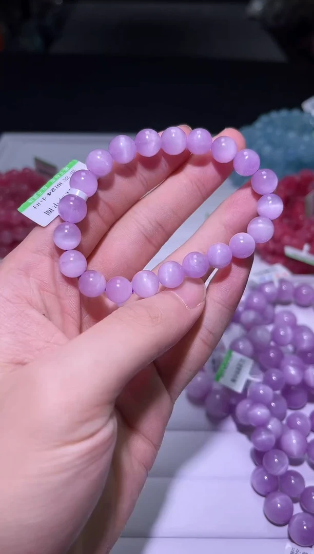 未镶嵌锂辉石手串X038-8mm紫锂辉单圈-多样性发其一