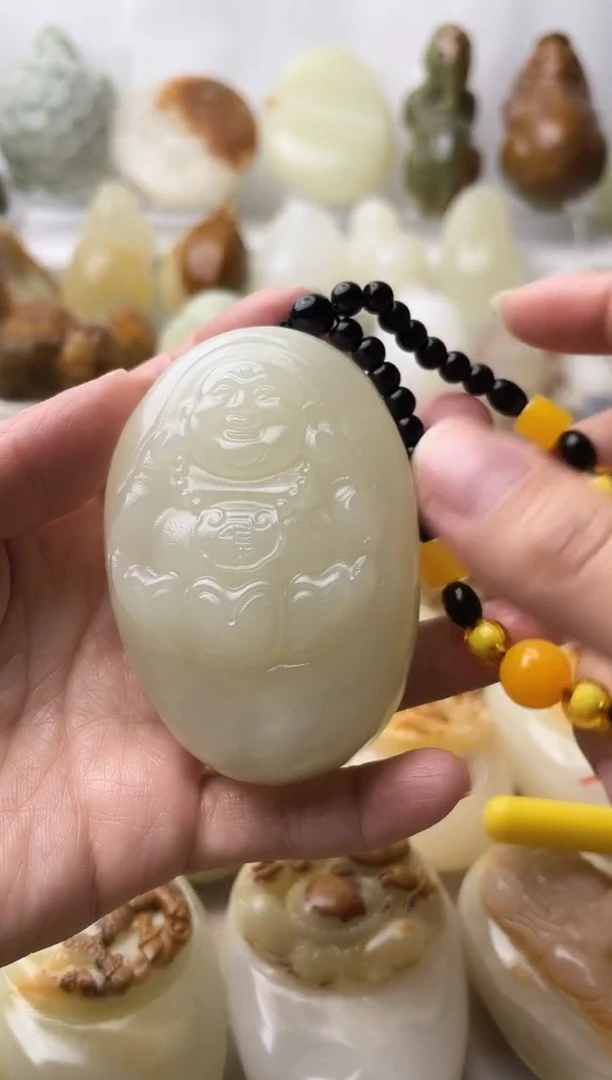 石材古青石棉纹正常不退换弥勒佛微瑕