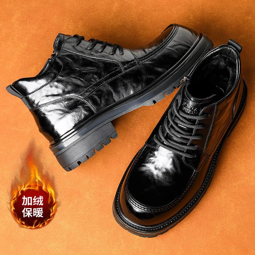 英国『设计师』力荐！高帮男款加绒短靴保暖正装商务英伦厚底马丁靴