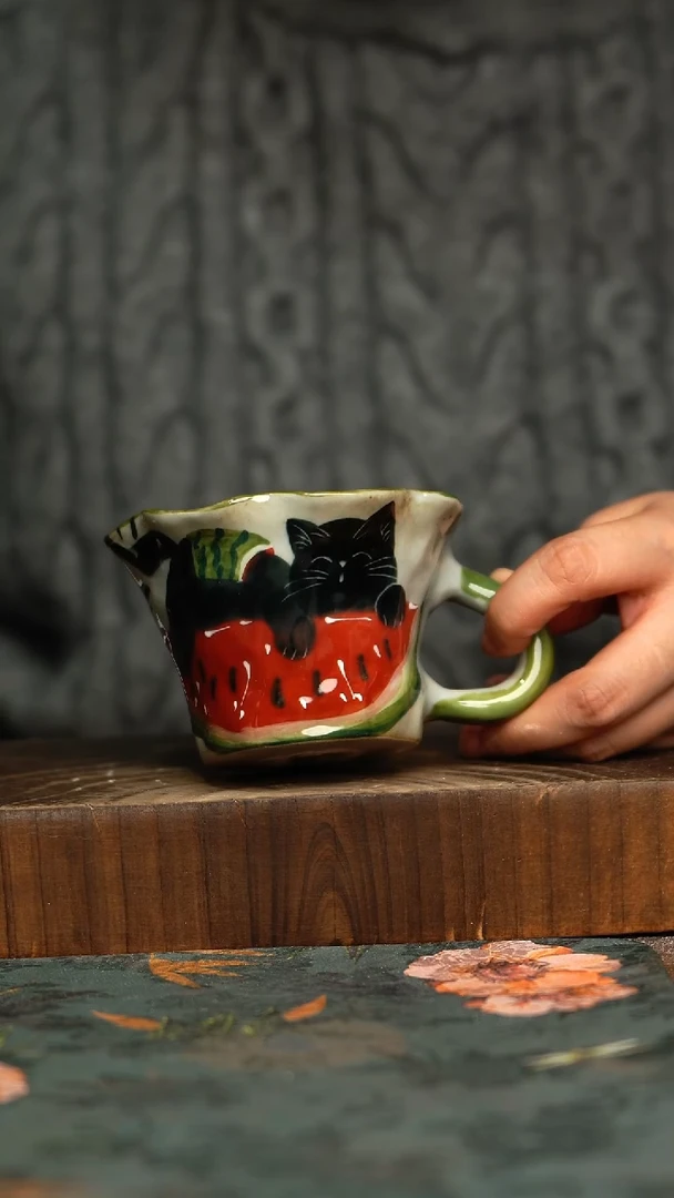 杯釉下彩手工手绘同款陶器