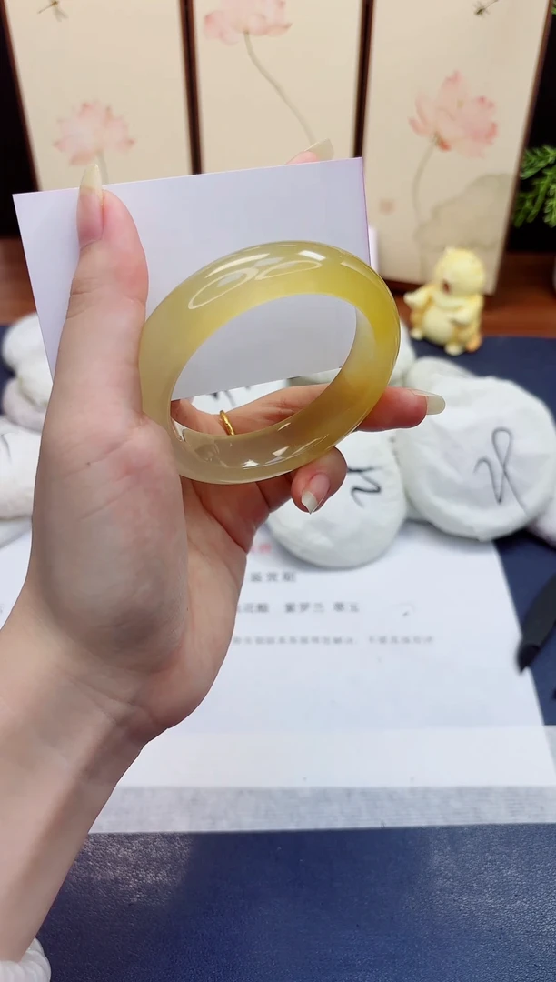 未镶嵌手镯石英质玉36-财气镯-圈口55