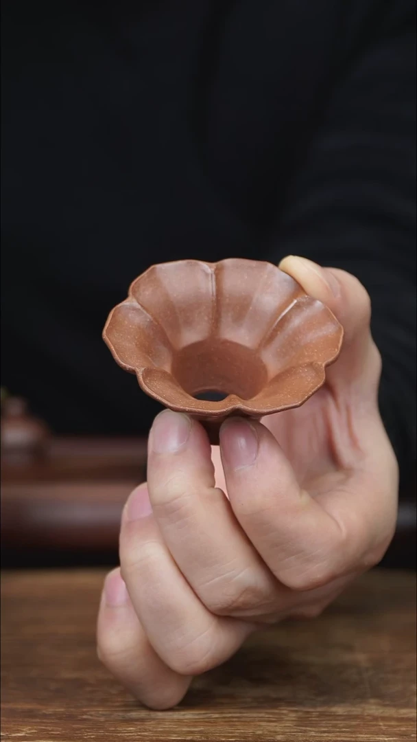 茶壶紫砂投茶器 桃花泥