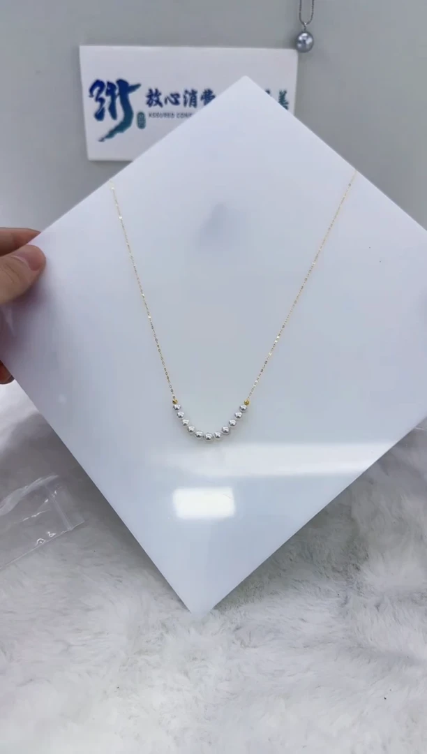 银S925镶嵌淡水珍珠DA珍珠微笑链4-5 a615