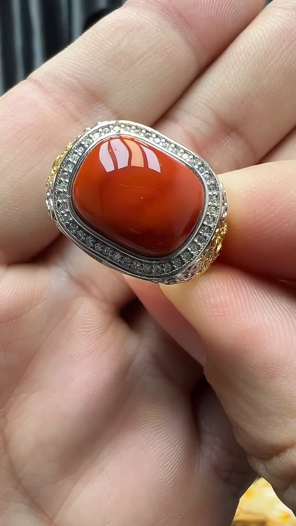 银S925镶嵌南红玛瑙戒指04