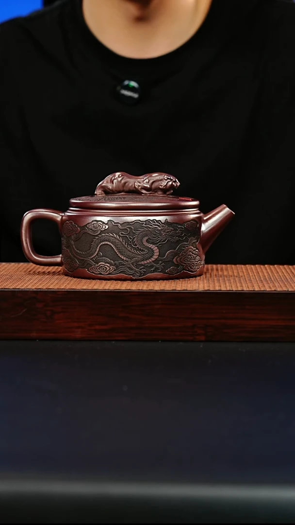 茶壶紫砂宜兴紫砂 卧虎藏龙 石红 李琴 h693