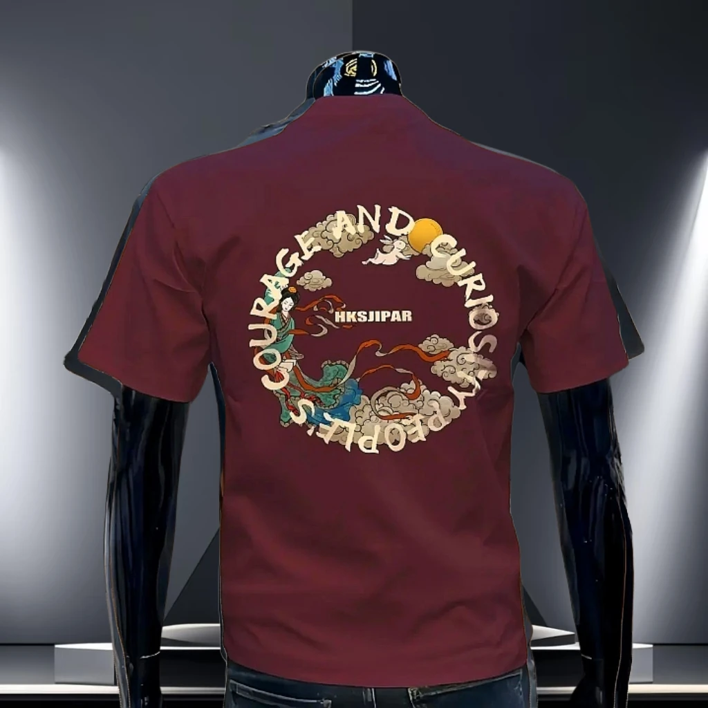 潮流2025短袖圆领夏季纯棉透气时尚休闲T恤印花半袖网红修身上衣