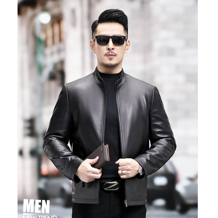 海宁真皮皮衣高端绵羊皮立领桑蚕丝内胆可脱卸冬季保暖男士夹克