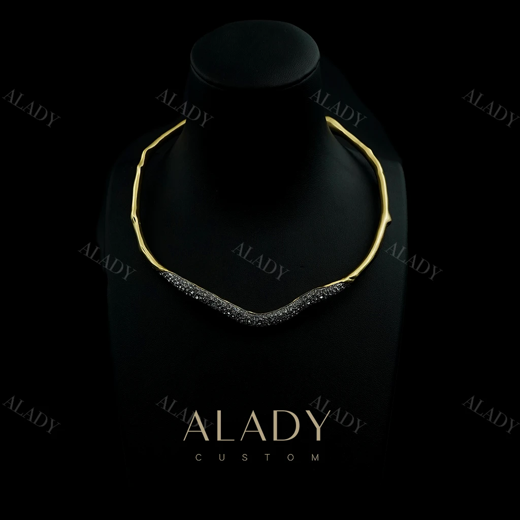 合金合成锆石项链 简约素金素圈时尚气质款项链